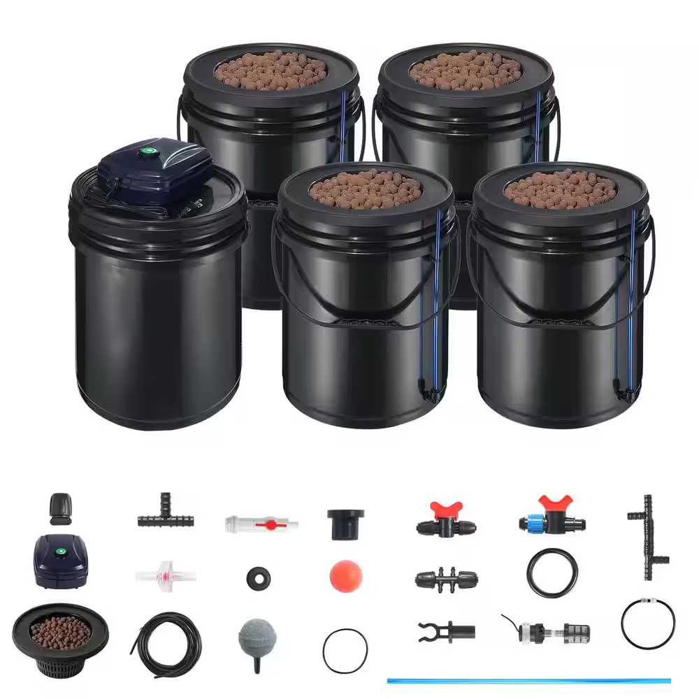 RDWC Hydroponics Grow System, with Top Drip, Recirculating Deep Water Culture, 4