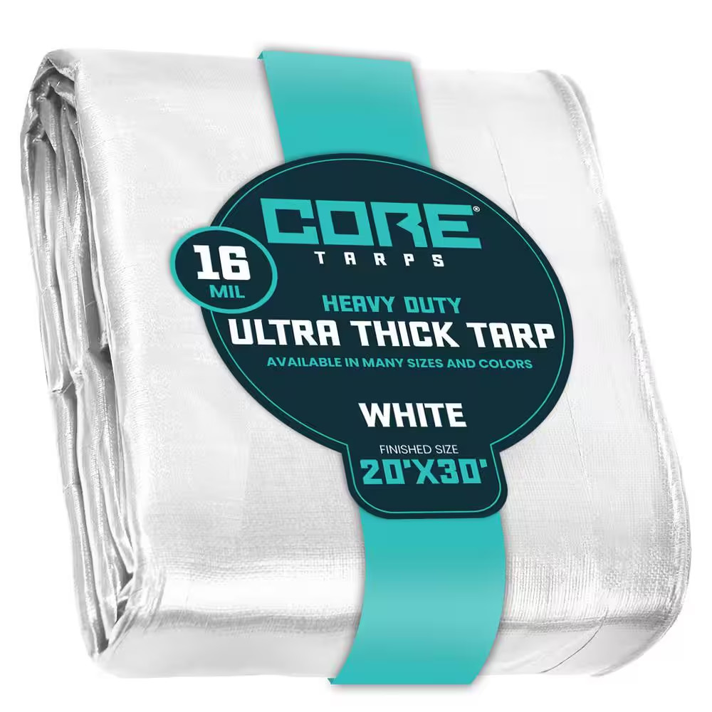 20 Ft. X 30 Ft. White 16 Mil Heavy Duty Polyethylene Tarp, Waterproof, UV Resist