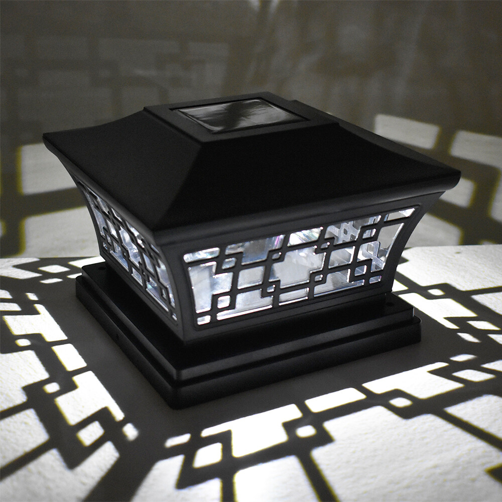 8 Black / Bronze 6 x 6 Solar Post Lights Outdoor LED Deck Cap Fence Lamp Vinyl