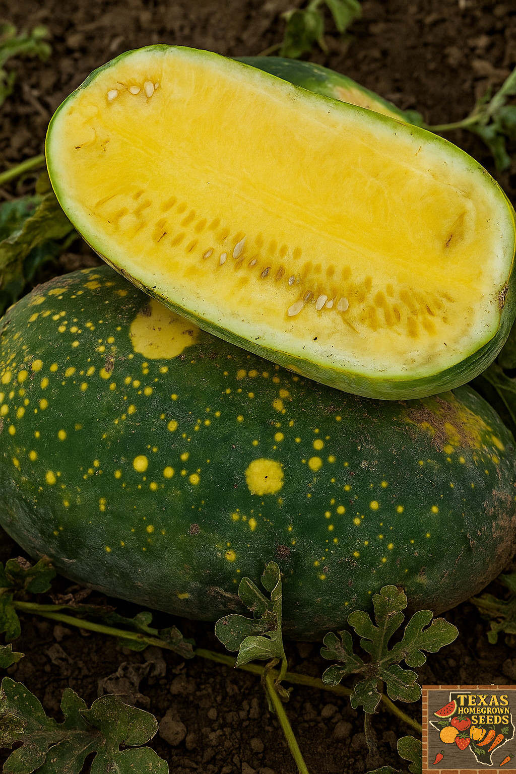 20 Rare Yellow Moon And Stars Watermelon Seeds – Beautiful & Sweet 20-25LB Melon