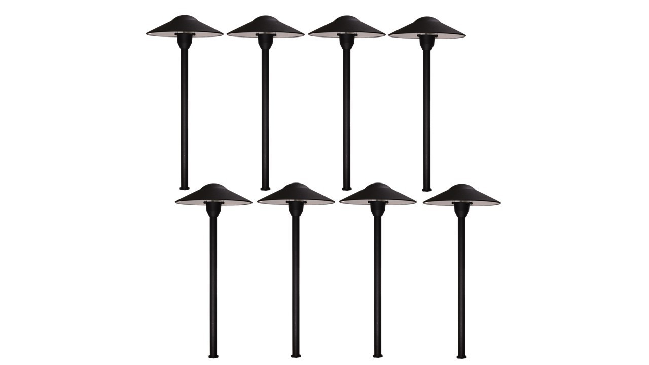 Landscape Low Voltage Lighting – Mushroom Path Light In Black Finish Pack of 8