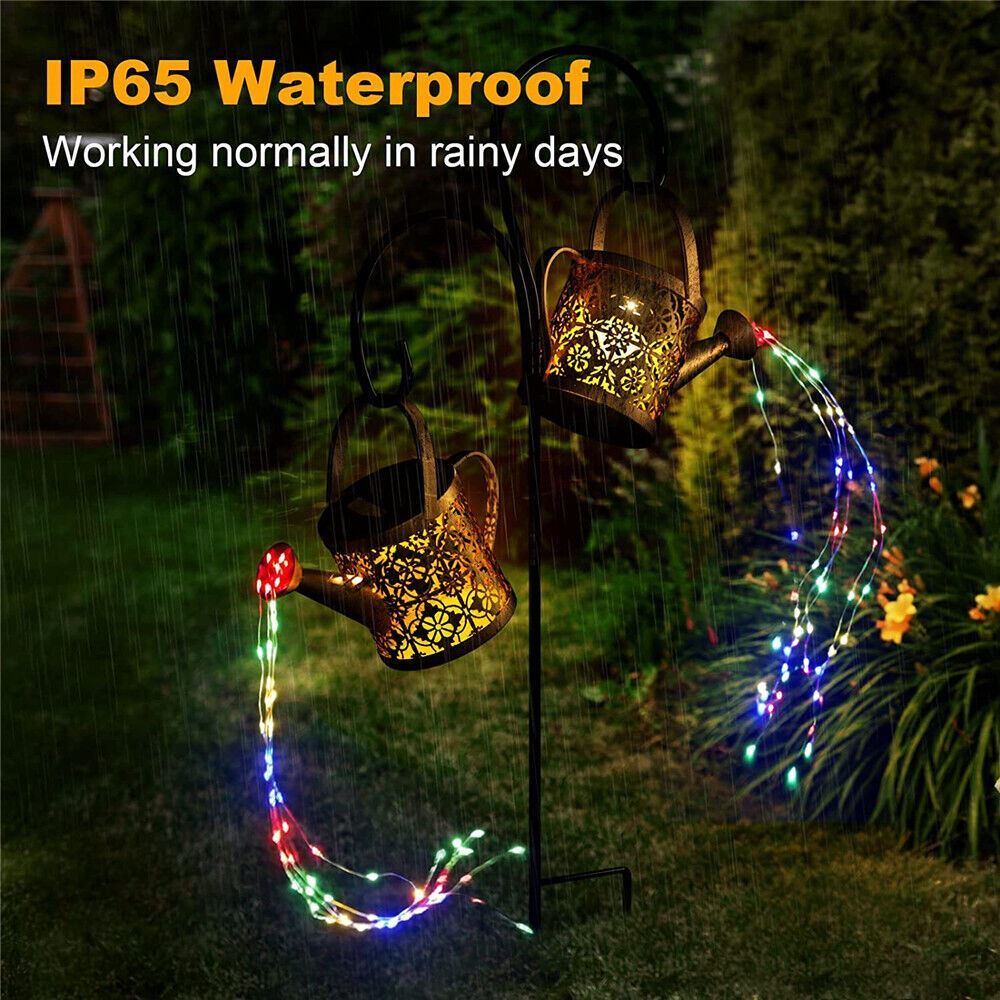 Solar Watering Can Lights Waterproof Hanging LED String Lights Outdoor Garden US