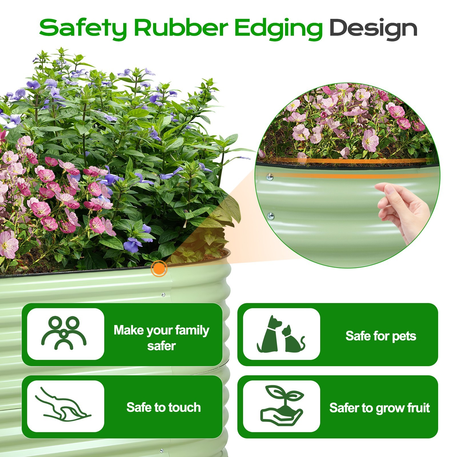 Aoodor 2-in-1 Oval Galvanized Raised Garden Bed Planter Vegetable Flower Herb