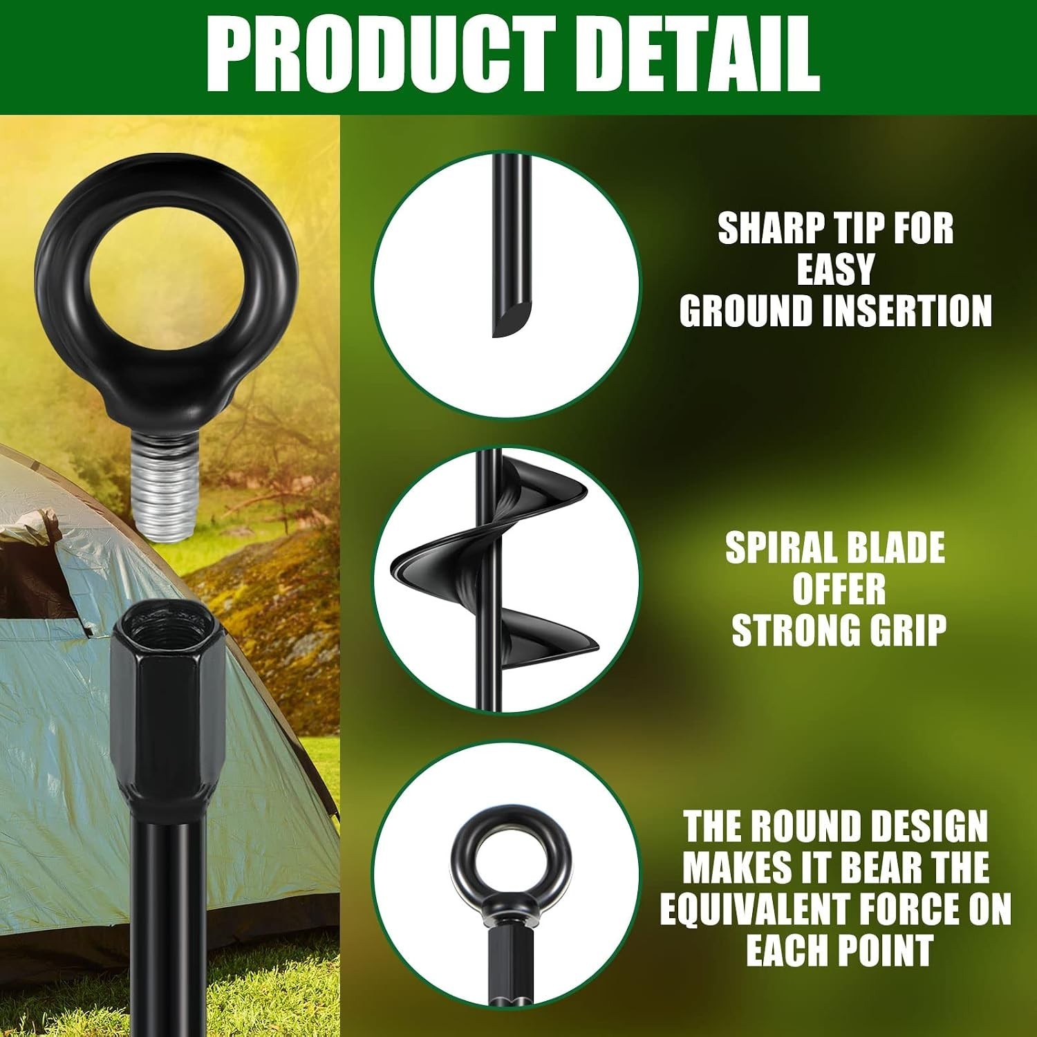 Chumia Earth Anchor Set 18 inch Metal Spiral Stakes for Trampoline & Canopy