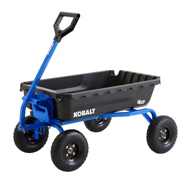 Kobalt 4 cu ft Poly Yard Cart 300 lb Capacity 2 Wheel Garden Lawn Wagon 50135621