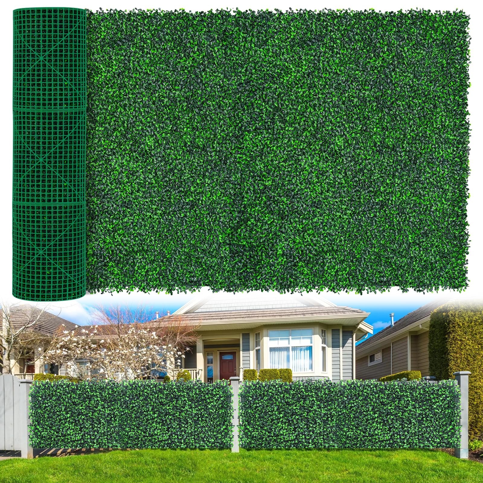 Artificial Boxwood Roll Panels 48×140 UV Resistant Privacy Fence Screen Garden P