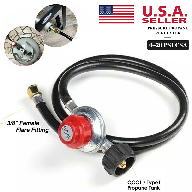 Adjustable Propane Gas Regulator Hose BBQ Grill Burner Tank with 4ft Hose 20PSIG