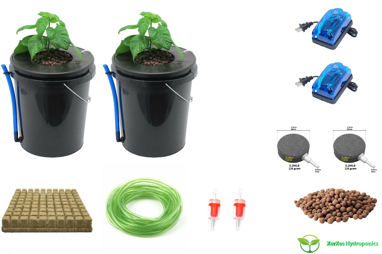 XerXes Hydroponics Deep Water Culture DWC Hydroponic System, 5 Gallon [Set of 2]