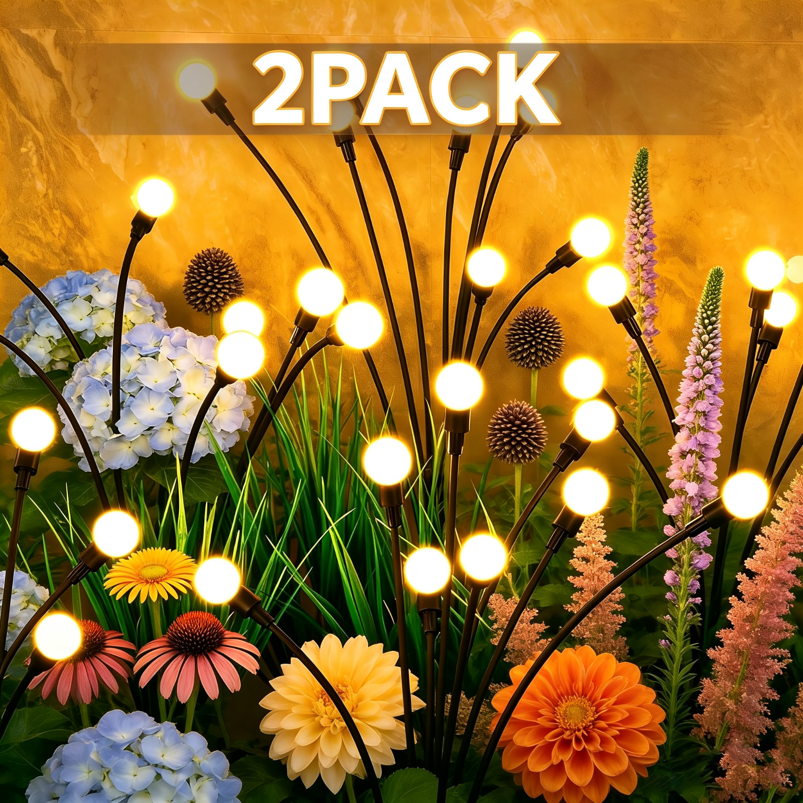 4 Pack Solar Firefly Lights Outdoor Swaying Warm White Waterproof (2/4/6/8 Avail