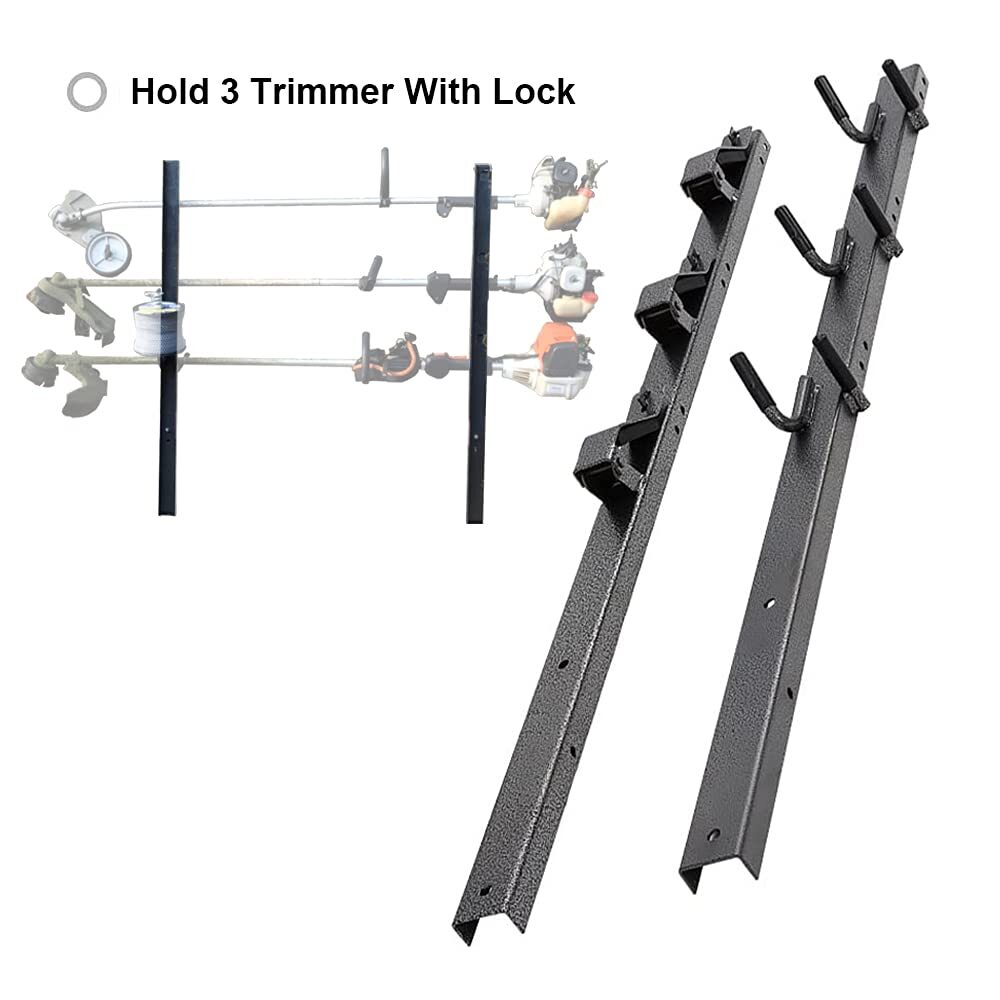 TIEWARDS 3-Place Weeder Trimmer Rack Holder for open Landscape Trailer Lockable