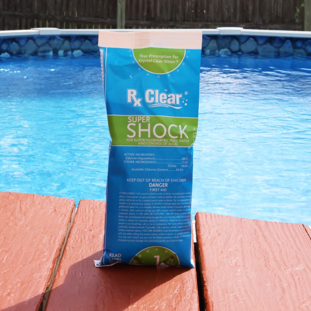 Rx Clear 68% Calcium Hypochlorite Super Shock Synergy Sanitizer – 24 x 1 lb Bags