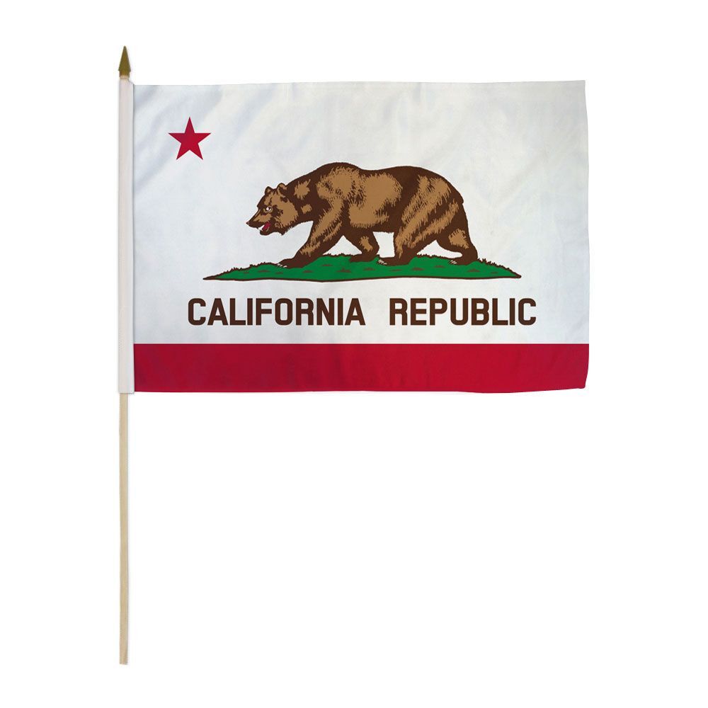 12×18 Inches California Stick Flag wood Staff