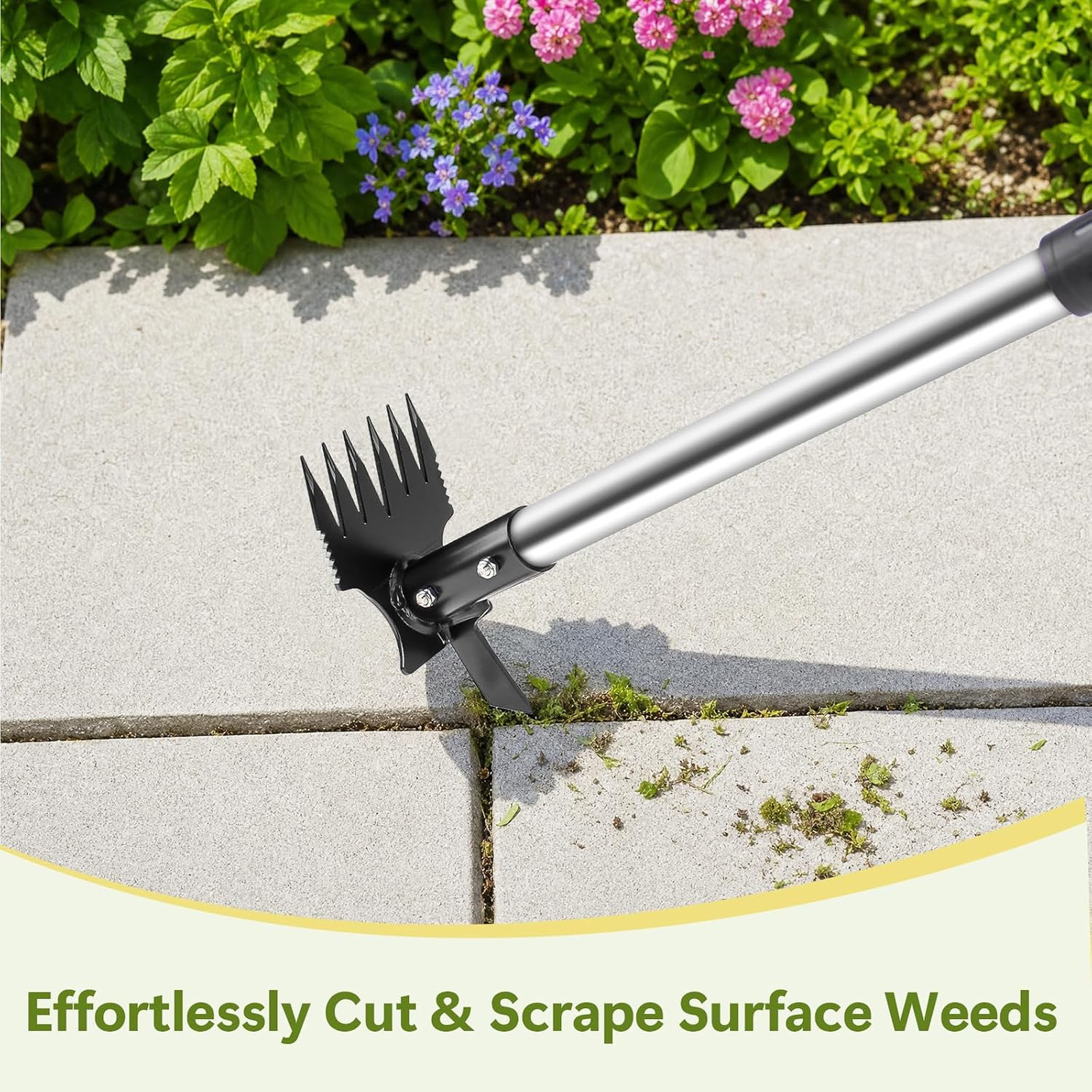 2 in 1 Crack Weeder and Weed Puller with 57 Inch Handle for Lawn Garden Yard