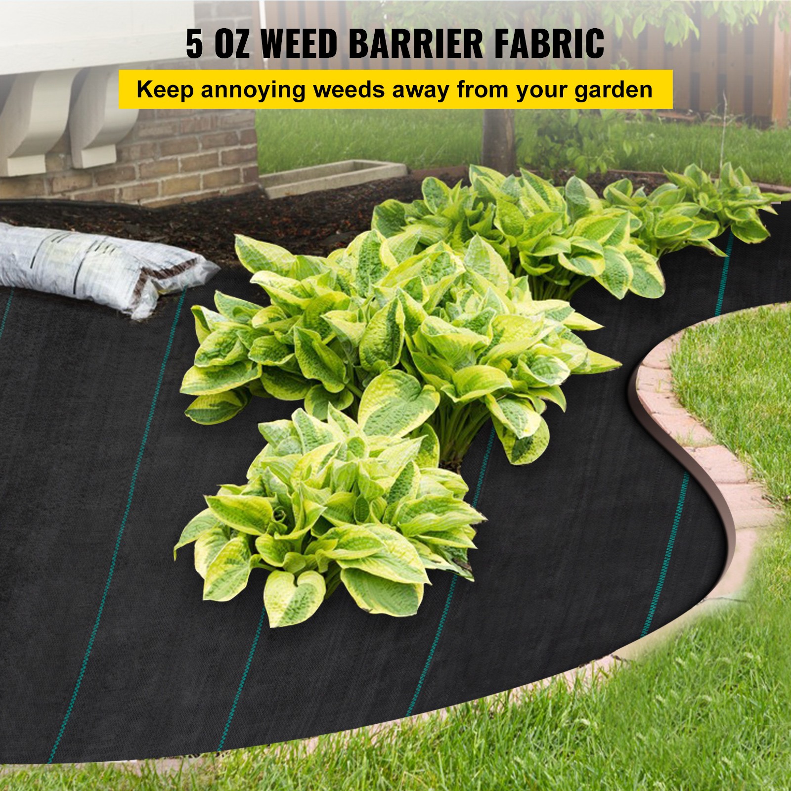 VEVOR 5’x 250′ Weed Barrier Landscape Fabric Ground Cover 5oz PP Dual Layer