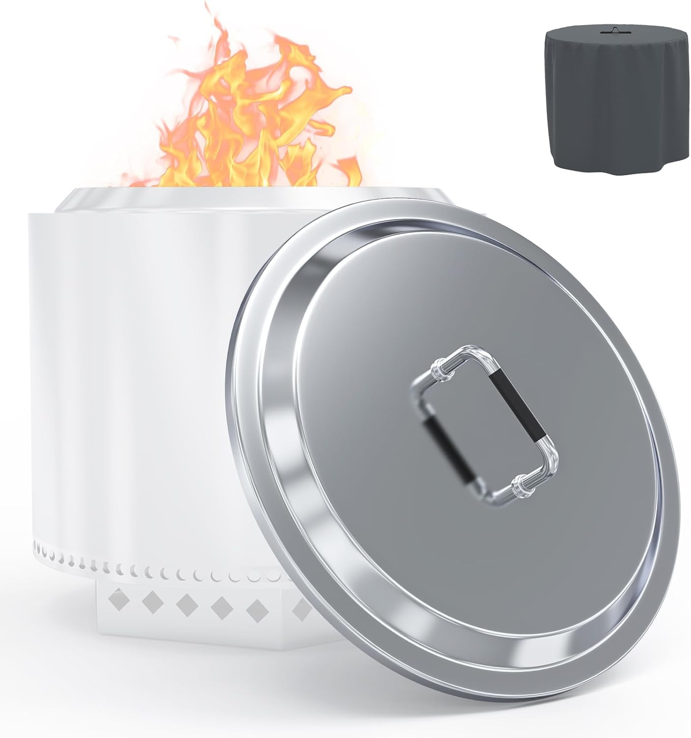 27″ Fire Pit Lid with Handle for Solo Stove Yukon 1.0 / 2.0 Fire Pits, Stainless