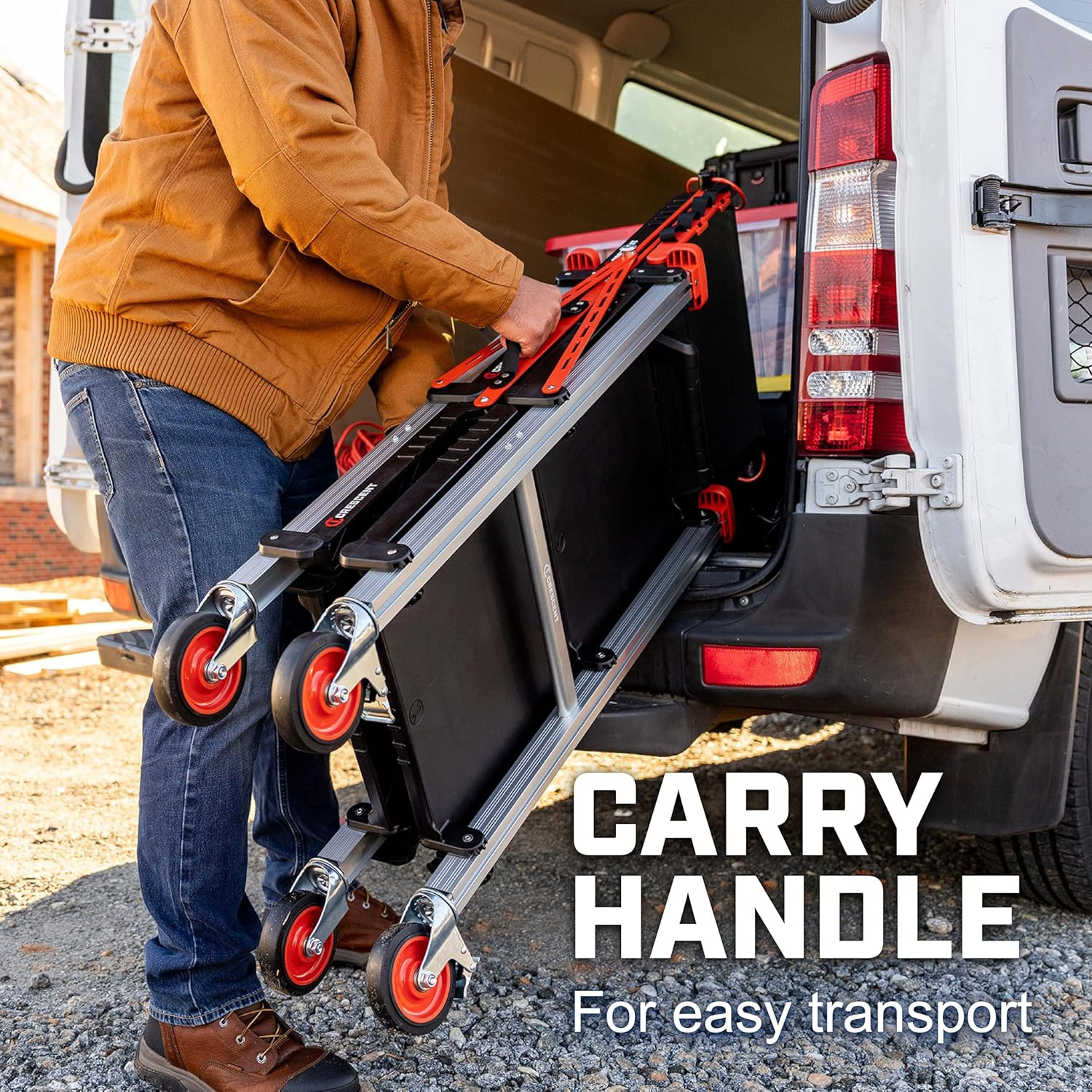 3-Shelf Folding Jobsite Utility Cart, Heavy Duty Rolling Service Cart, 300 lb Ca