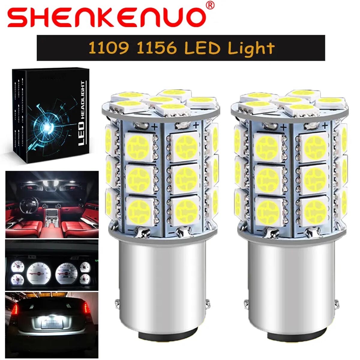 2Pack 12V White 67 89 97 631 5007 5008 R5W R10W 1156 LED Bulb Mini BA15S for Car