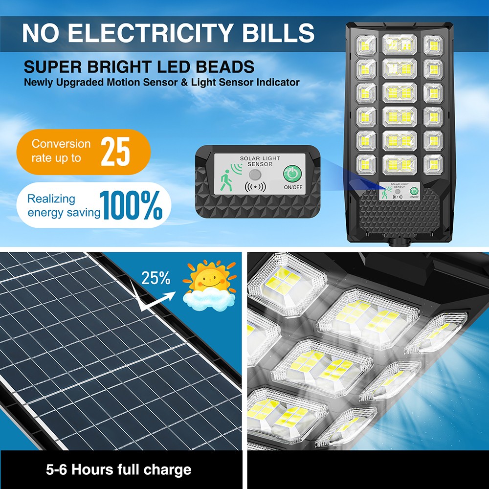 2 Pack Commercial 1000000LM LED Dusk to Dawn Solar Street Light Road Area Lamp