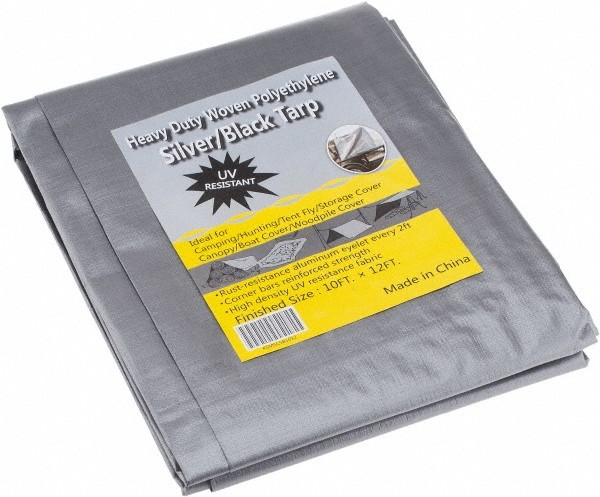 12′ x 10′ Tarp Heavy Duty 11 mil UV Resistant Polyethylene Black & Silver
