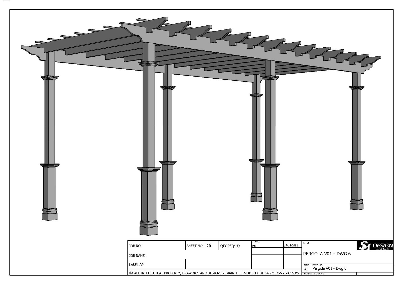 GRAPE VINE PERGOLA – OUTDOOR PATIO COVER V1 – Full Building Plans
