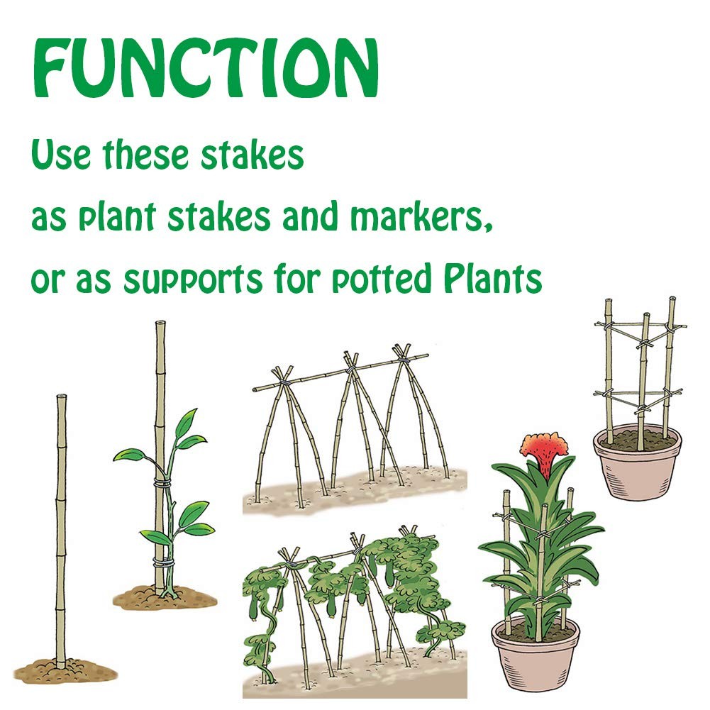 25 Pack Natural Bamboo Poles Plant Support Garden Stakes for Tomatoes 4ft Long