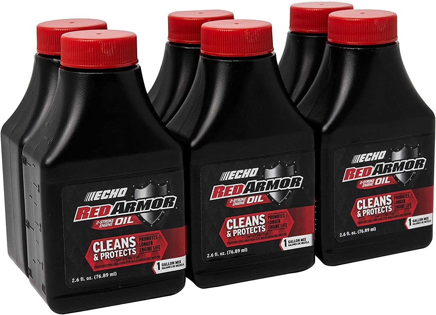 6 Pack of Echo Red Armor 2-Stroke Engine Oil 2.6 oz Bottle 50:1 Mix 6550001S-6PK