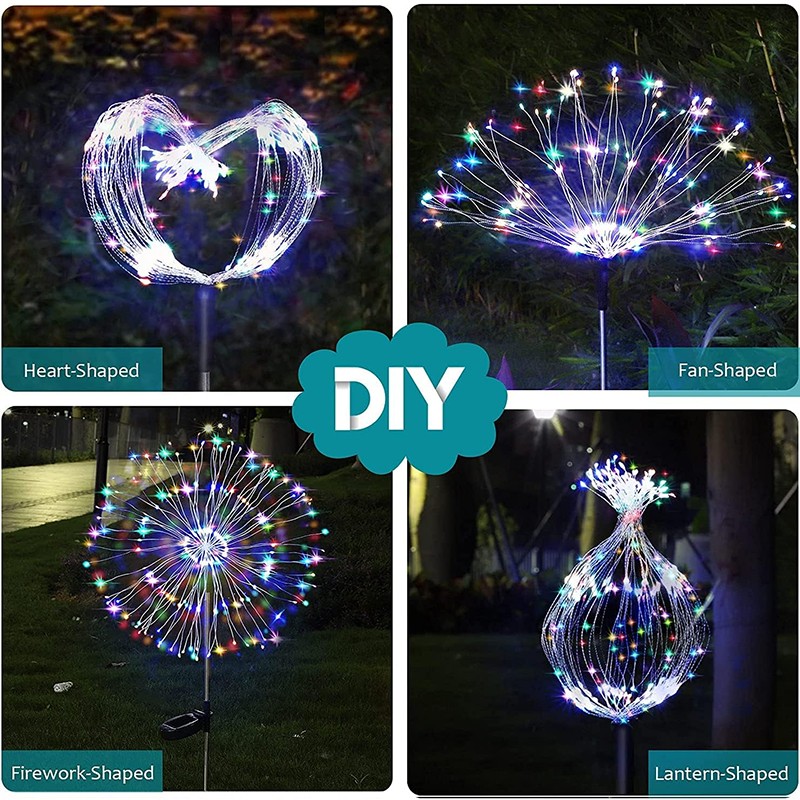 4x 200 LED Solar Firework Garden Lights Outdoor Path Lawn Decor Lamp Waterproof