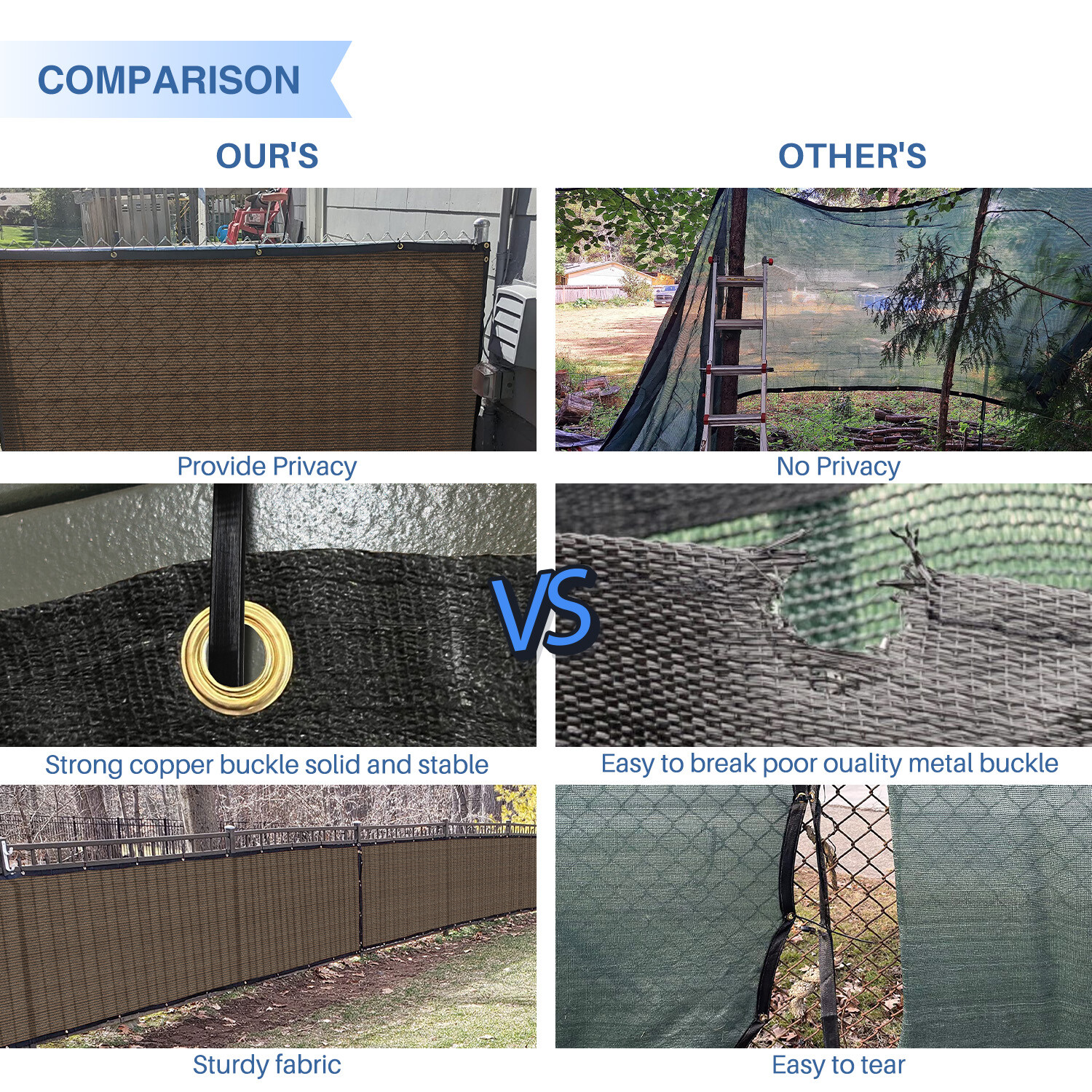 Customize 8ft Tall Brown Privacy Screen Fence Windscreen Mesh Shade Cover Yard