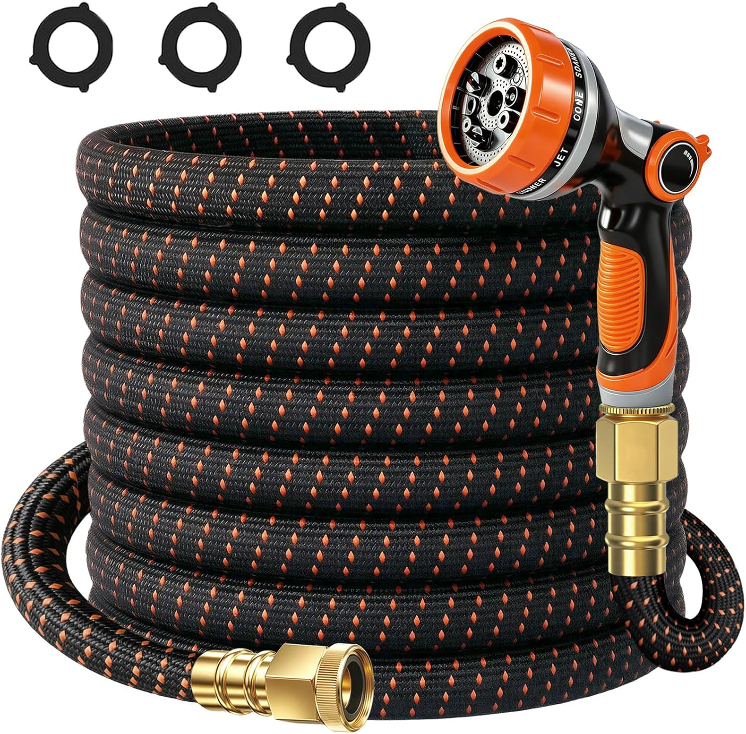 50FT Flexible Garden Hose & 10Modes Nozzle,None Expanding Lightweight Water Hose