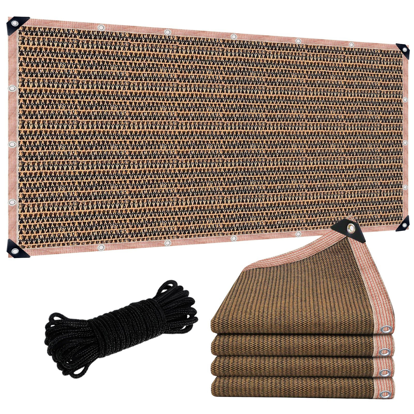 90% Sun Shade Cloth with Grommets Mesh Tarp for Patio Garden Canopy Coffee Brown