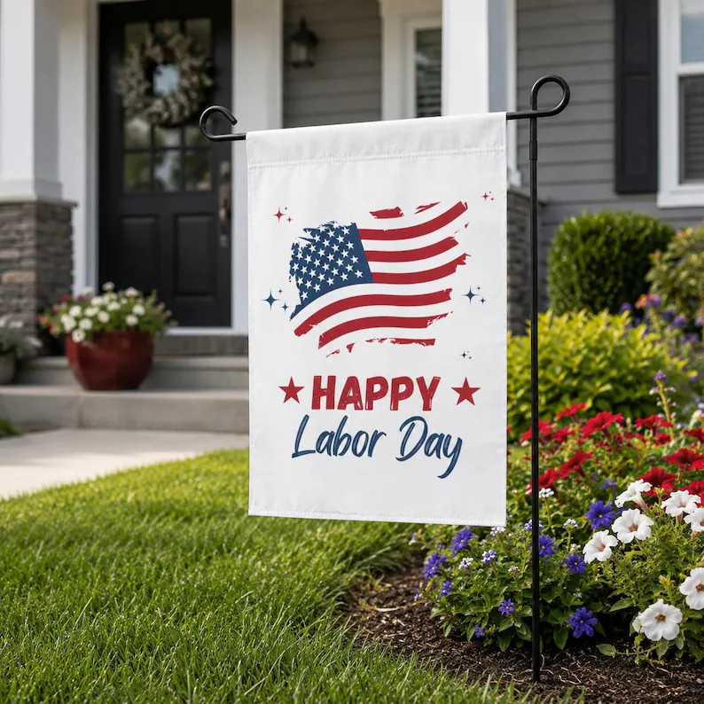 Happy Labor Day Garden House Flag American Patriotic Yard Decor