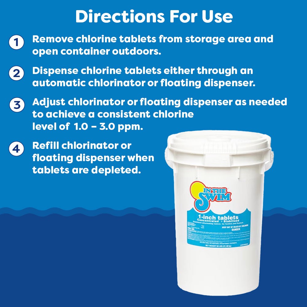 In The Swim 1 Inch Stabilized Chlorine Tablets for Pools (10, 25, 50 lbs)