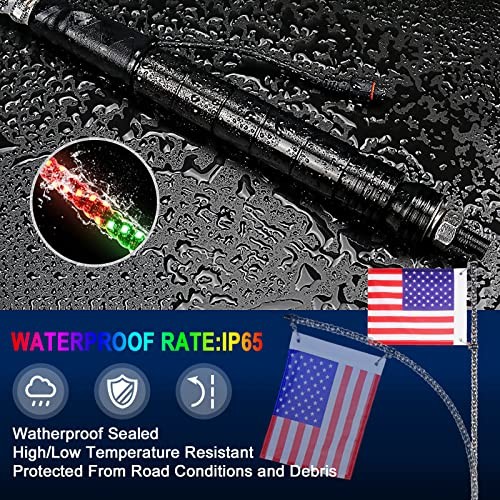 3FT LED Whip Lights for UTV RGB Chasing/Dancing Light Remote Control 3FT-1PC