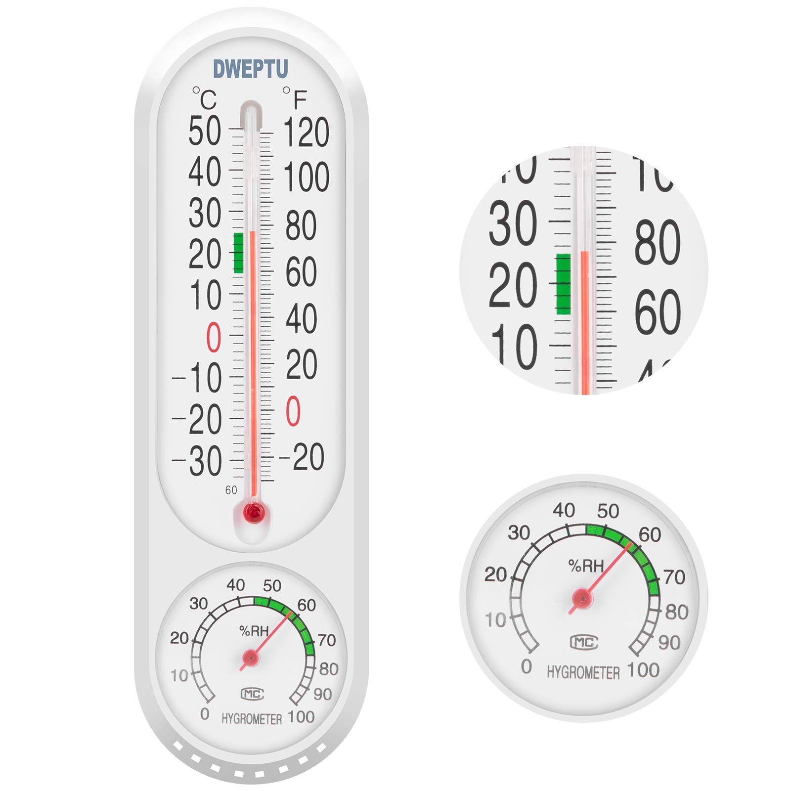 Outdoor/Indoor Thermometer Hygrometer Humidity Meter Thermometers White