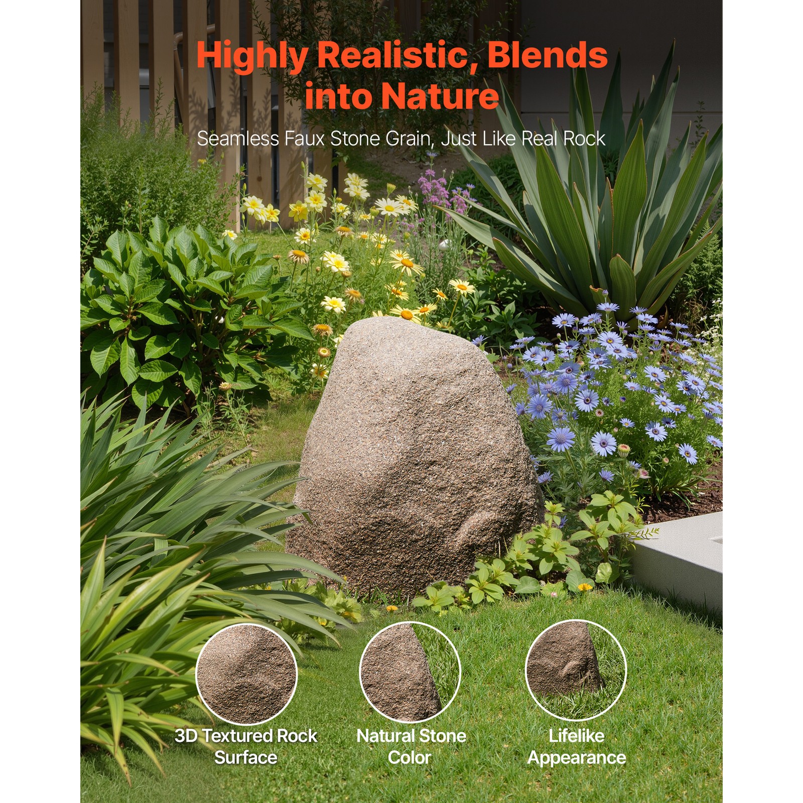 Uimoso Artificial Landscape Rock Cover for Well Pump, Lightweight Sand Brown