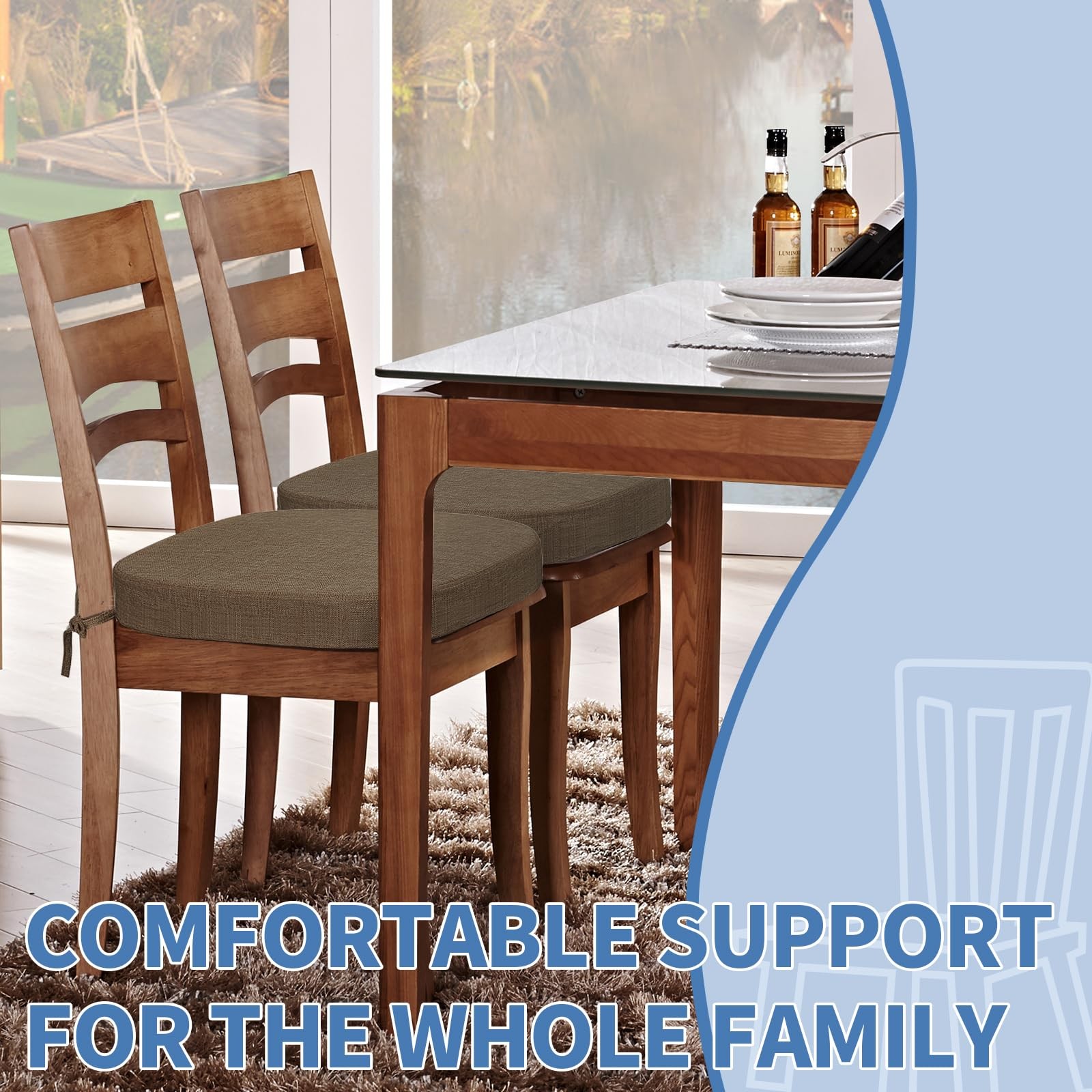 Thickened 2.5″ Dining Chair Cushions Set of 4, U-Shape High Density Foam Comf…