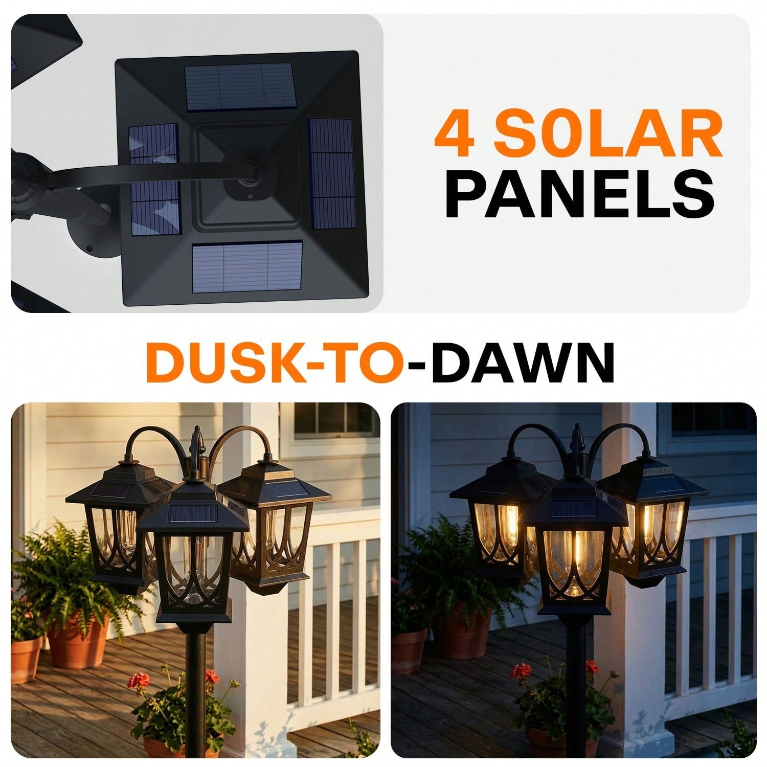 73 Aluminum Solar Lamp Post Light 3 Head IP44 Waterproof Outdoor For Patio Backy
