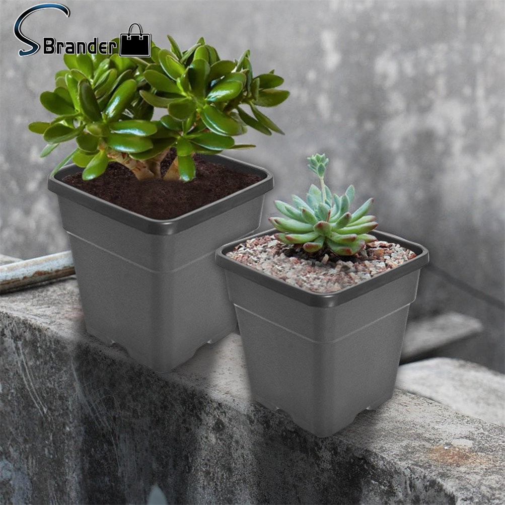 10 Pack Nursery Pots 7 Gallon Square Plastic Herb Planter Flower Plant Pots