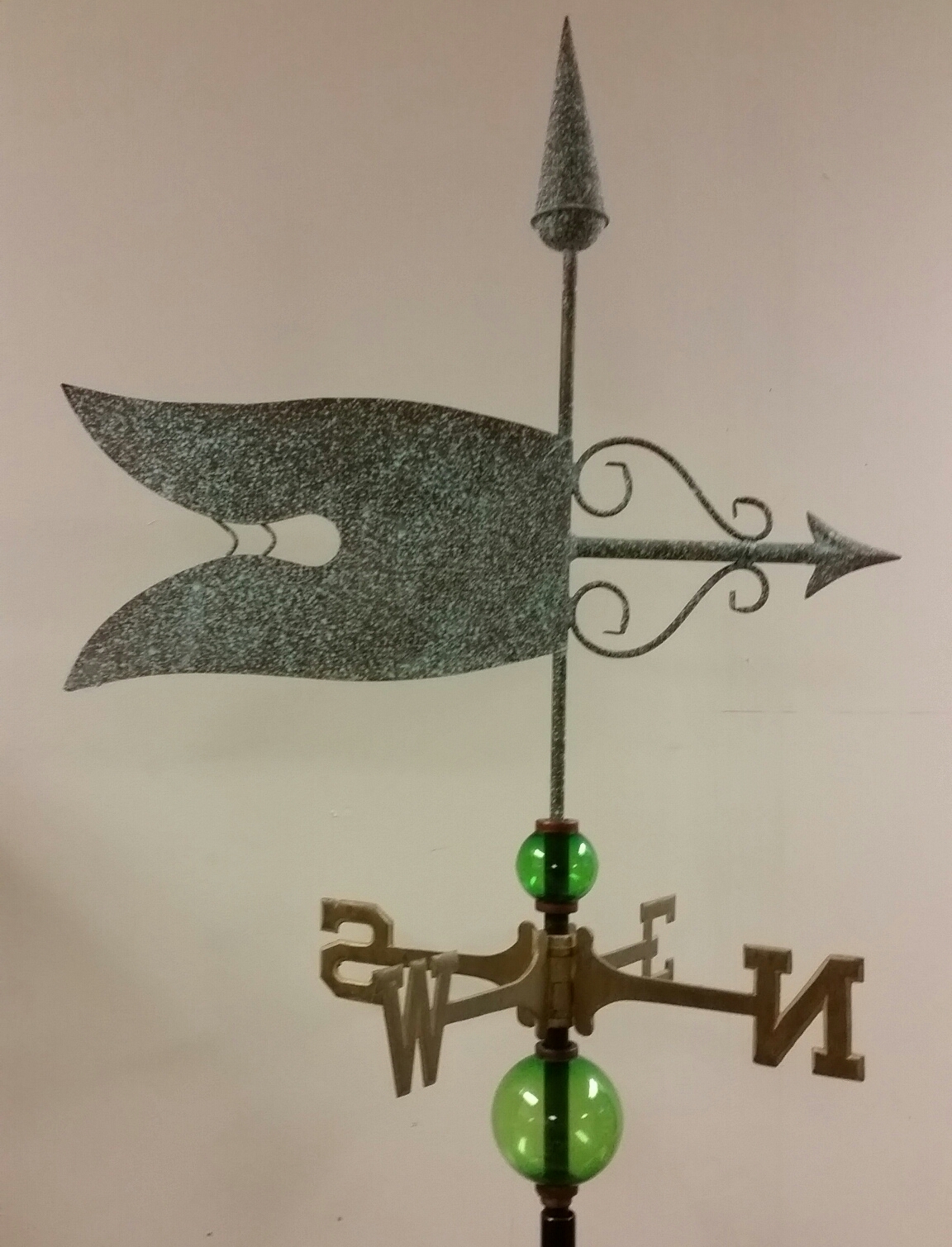 Beautiful COPPER antique finish weathervane,COMPLETE SETUP / mount,sold as shown