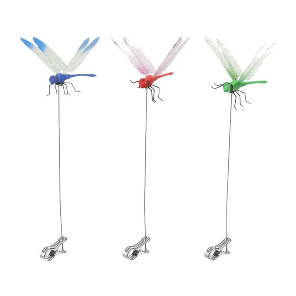 12Pcs Fake Dragonfly Rod Clip Insect Repellent 3D Artificial Dragonfly Free Ship