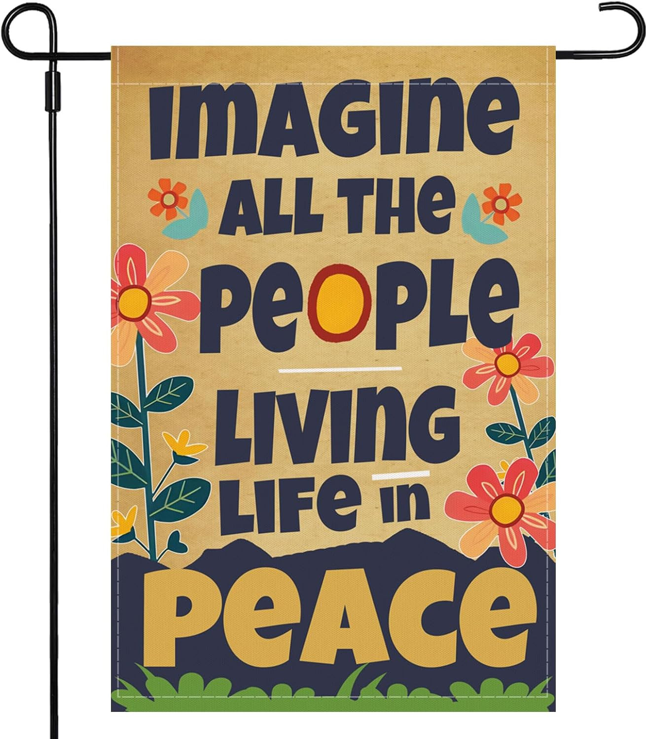 Garden Flag Imagine All the People Living Life in Peace Spring Summer Autumn Fla
