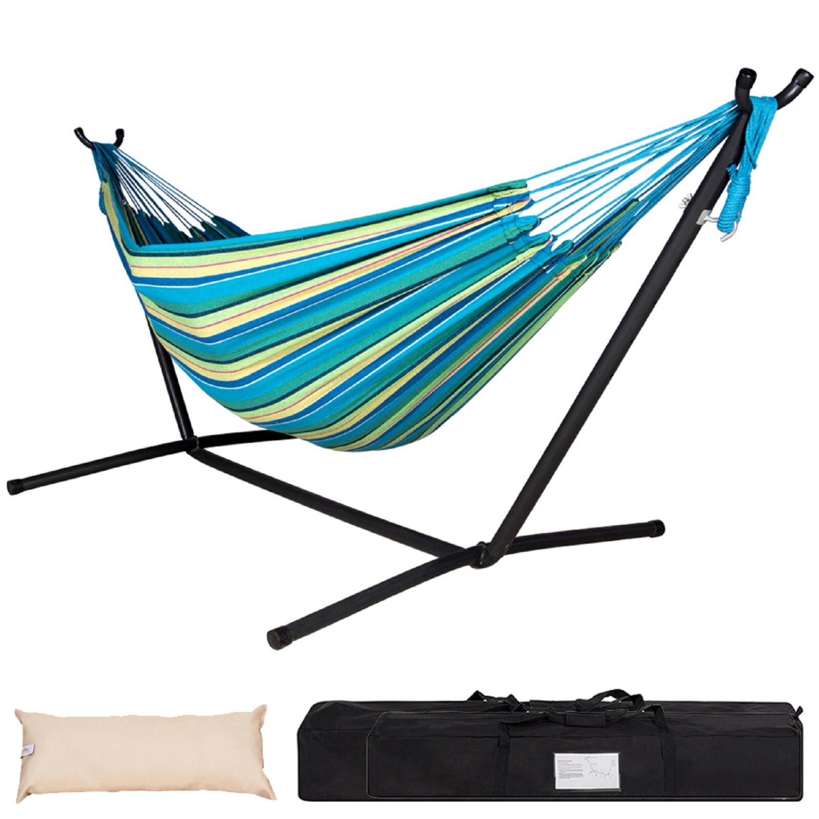 Double Size Hammock with 9 ft Steel Stand 450lbs Capacity