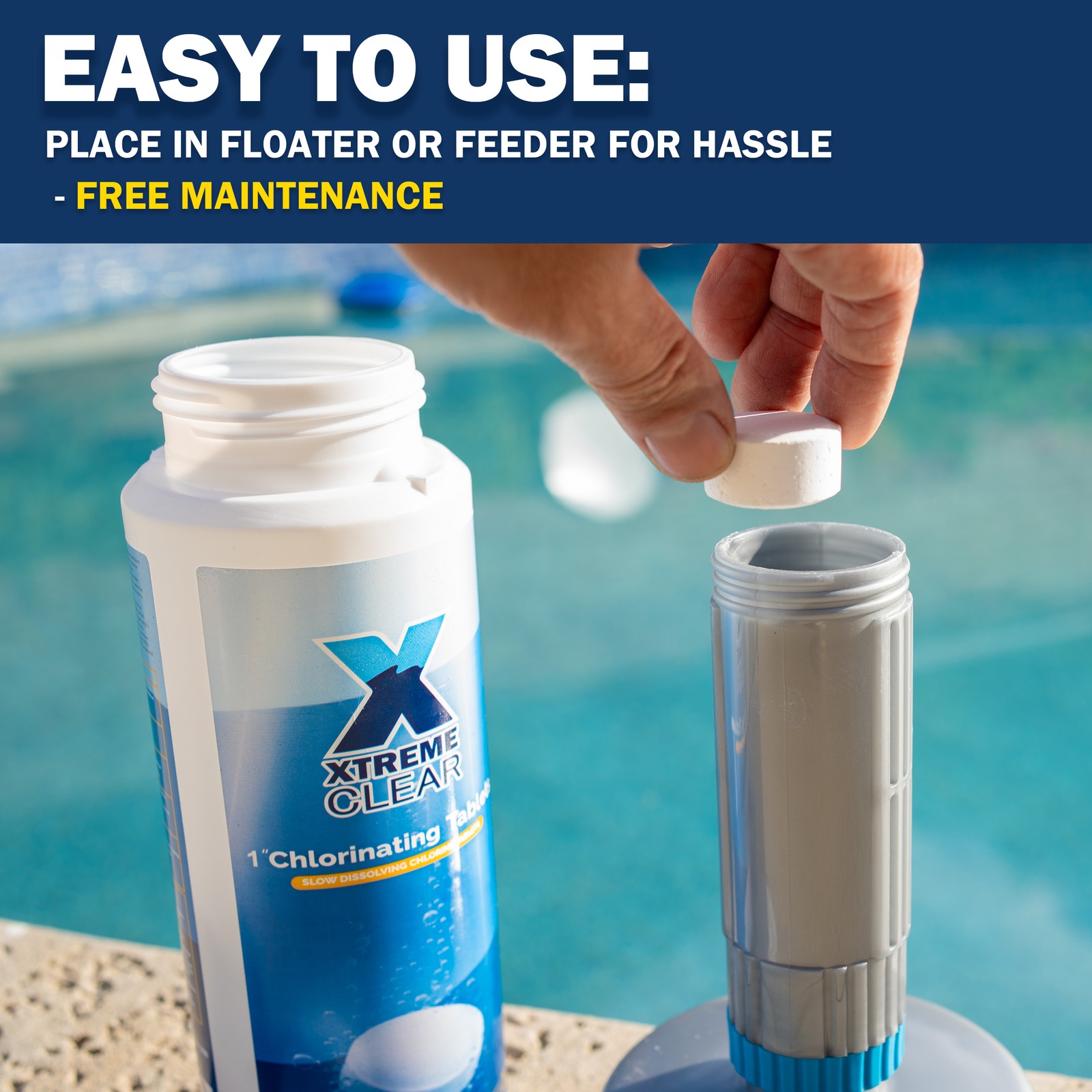 XtremeClear 1″ 99% Trichloro Stabilized Swimming Pool Chlorine Tablets – 1.5lbs