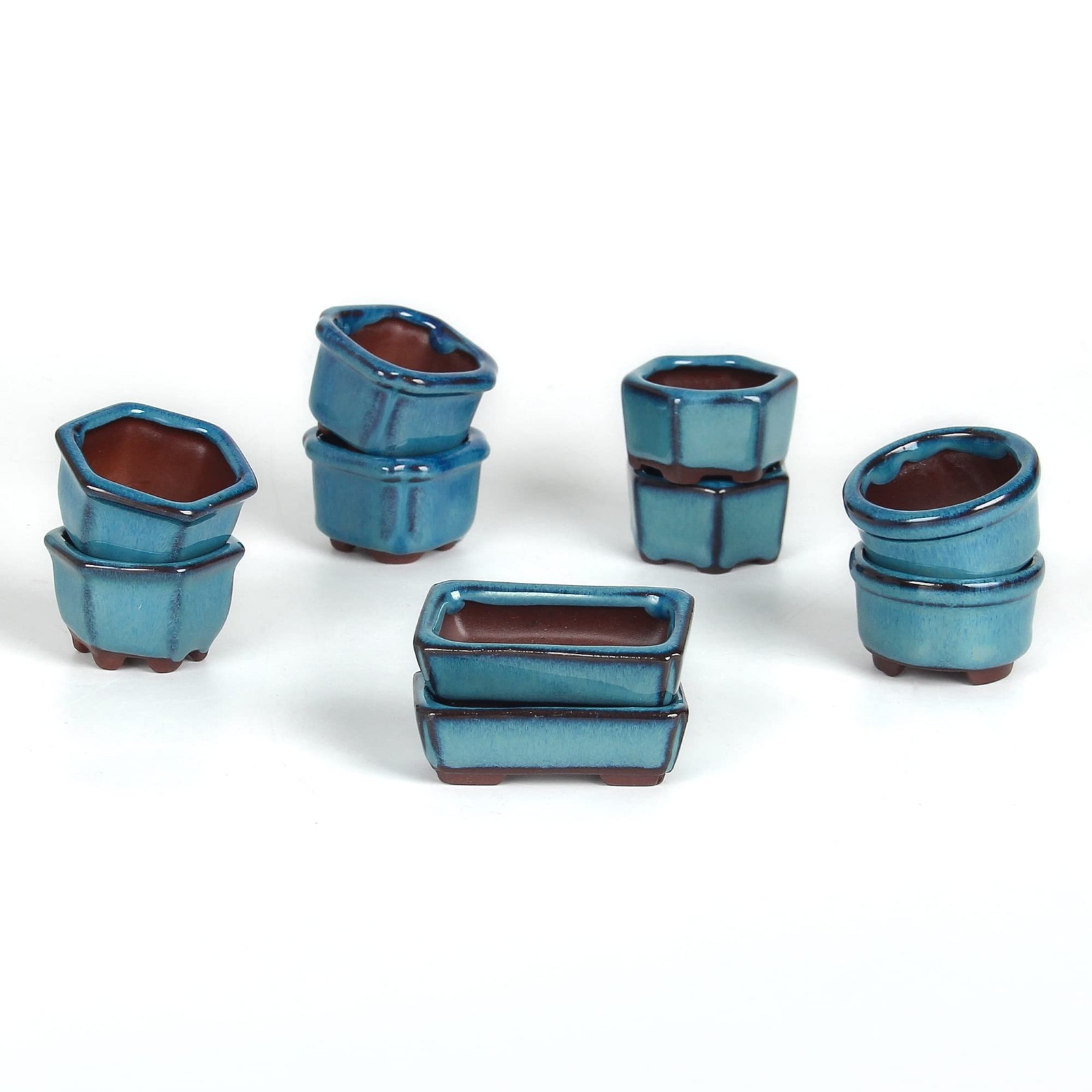 10-Pack 1.8in 4.5cm Mini Glazed Bonsai Planter Succulent Pots Assorted