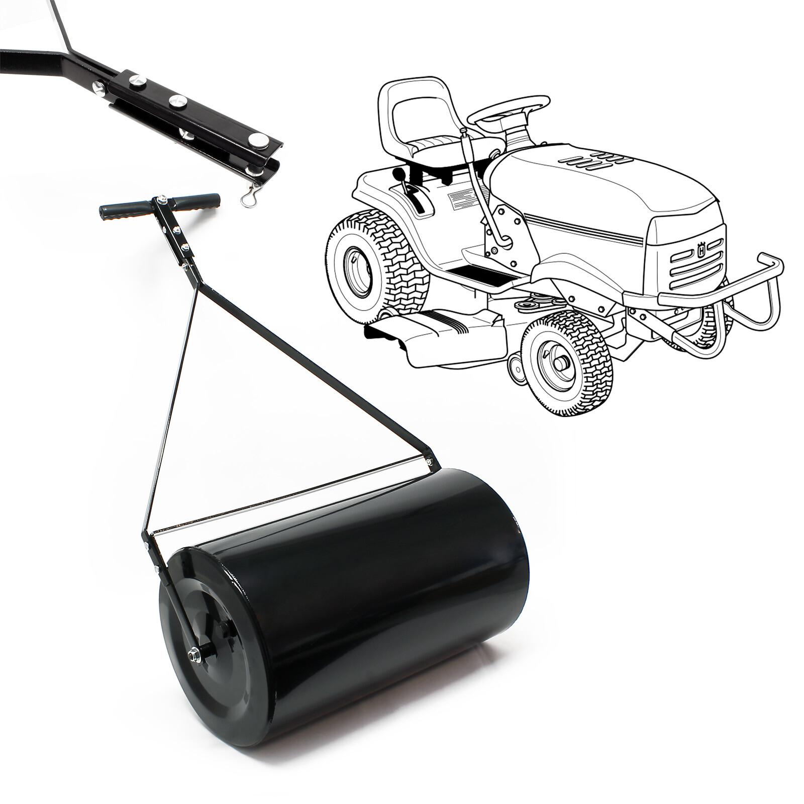 24in Metal Push/Tow Poly Lawn Roller Garden Lawn Roller Sod Drum 16 Gallon