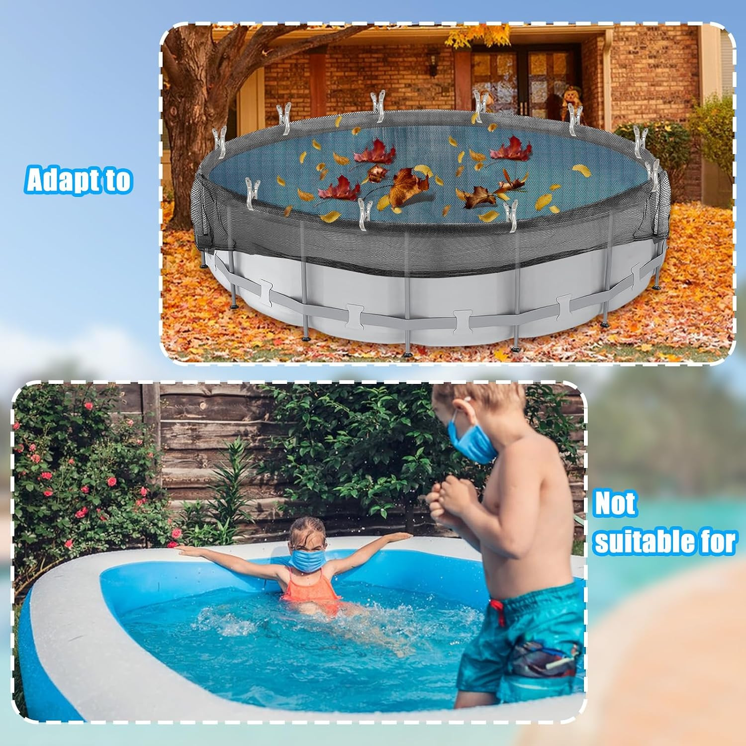 24 Feet round Leaf Net Cover for above Ground Pool, Winter Cover Mesh Cover with