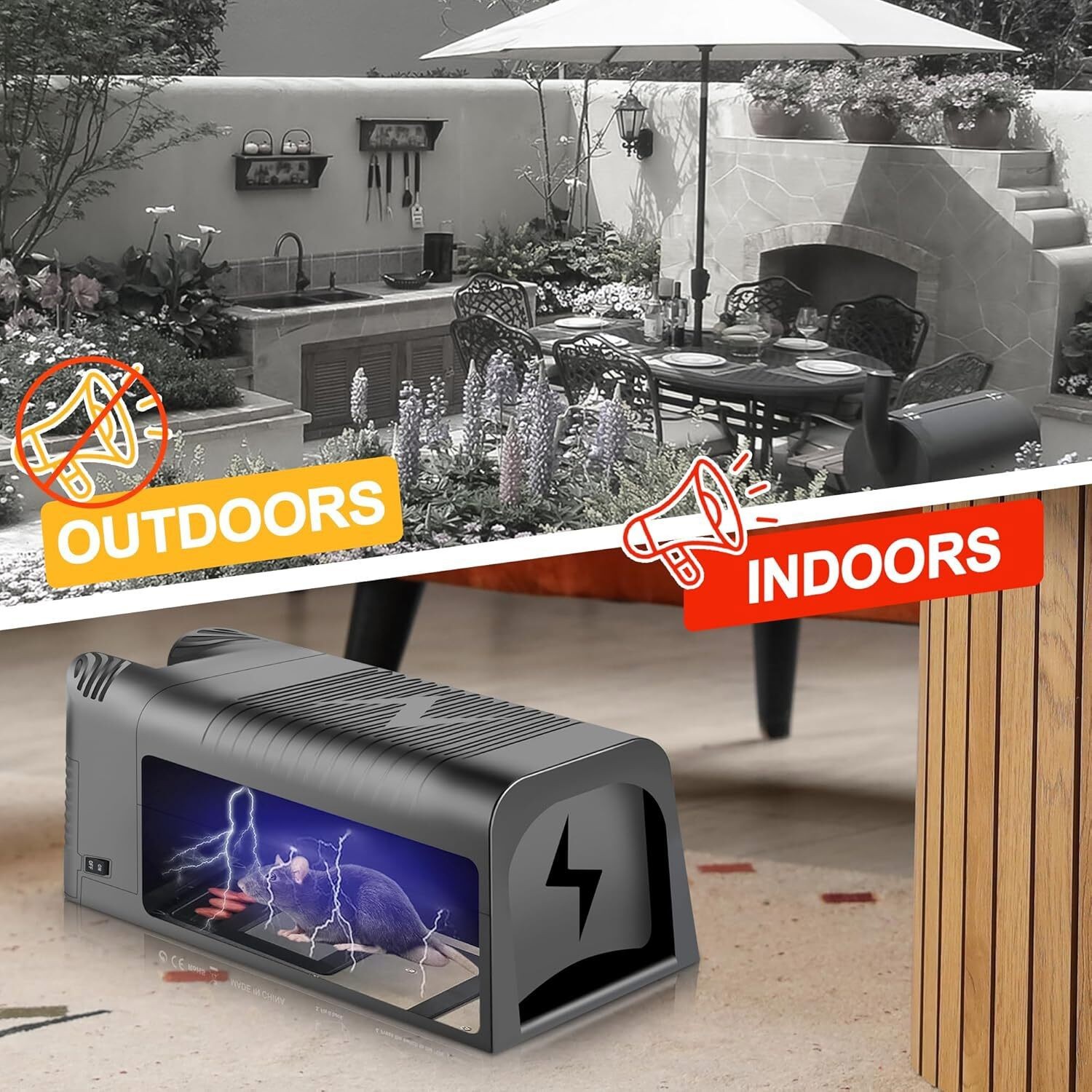 Upgraded Electronic Mouse Trap Control Kill Big Rat Pest Electric Rodent Zapper