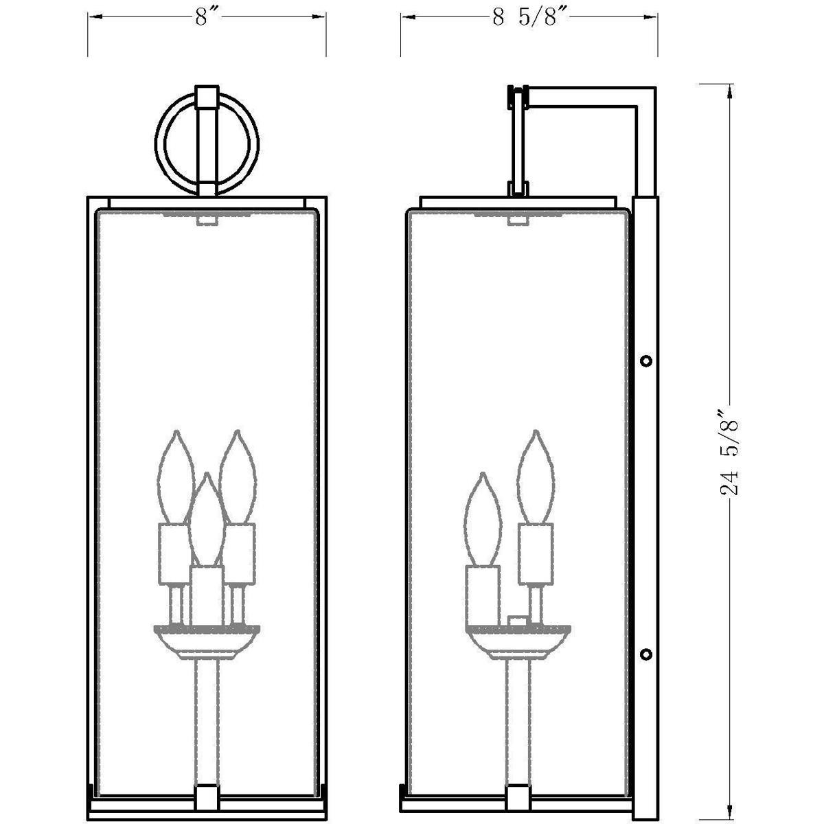 Z-Lite 593B-BK Sana 3 Light 24.75 inch Black Outdoor Wall Light