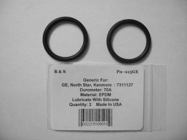 2 Whirlpool, Sears, GE,North Star, Kenmore 7311127, O-Rings/R&S 215GE/EPDM Mat.