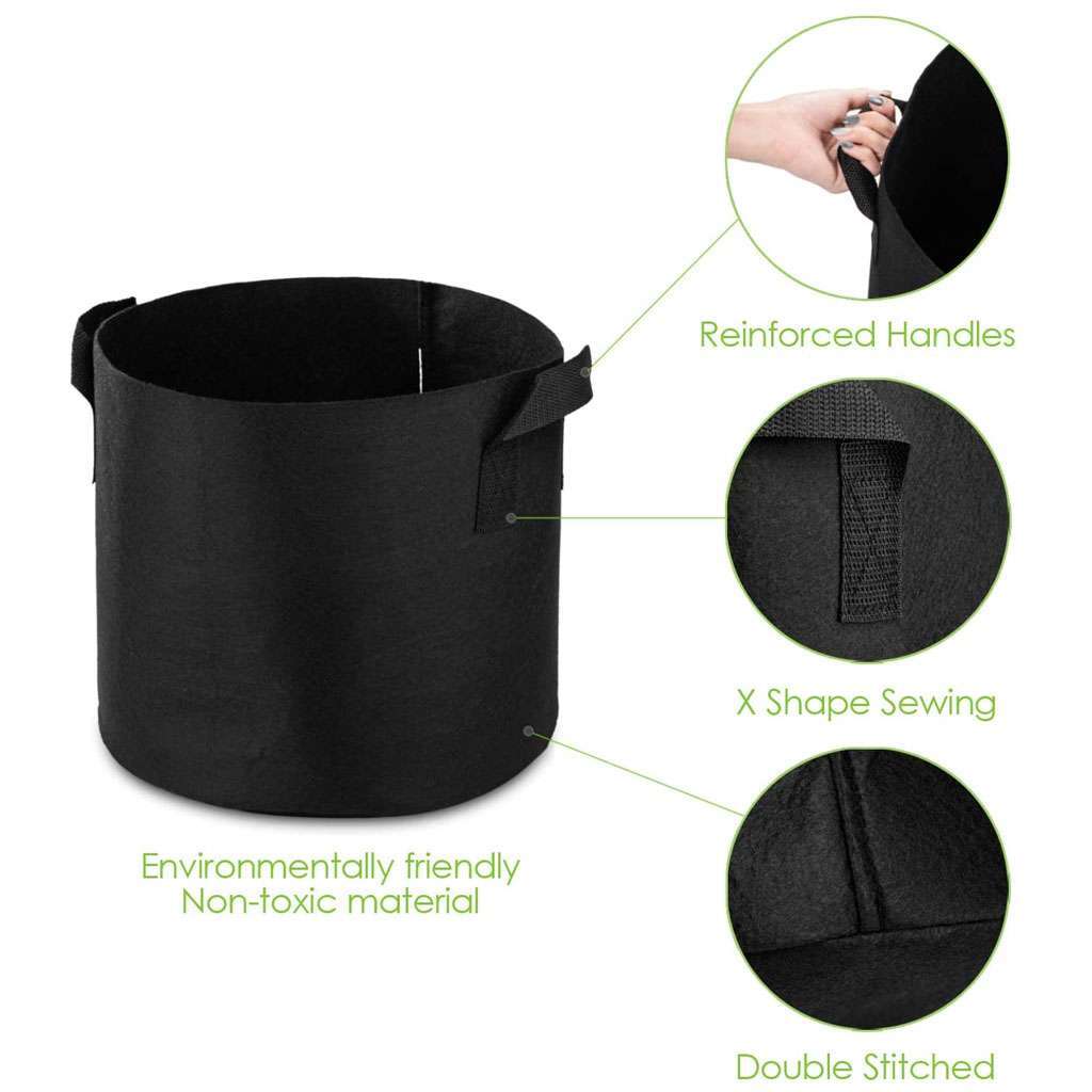 5PCS Plant Grow Bags Fabric Pot Nursery Soil Bag Thickened Nonwoven with Handles